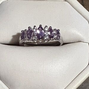 Elegant Amethyst Purple and Silver Women's Ring Size 8